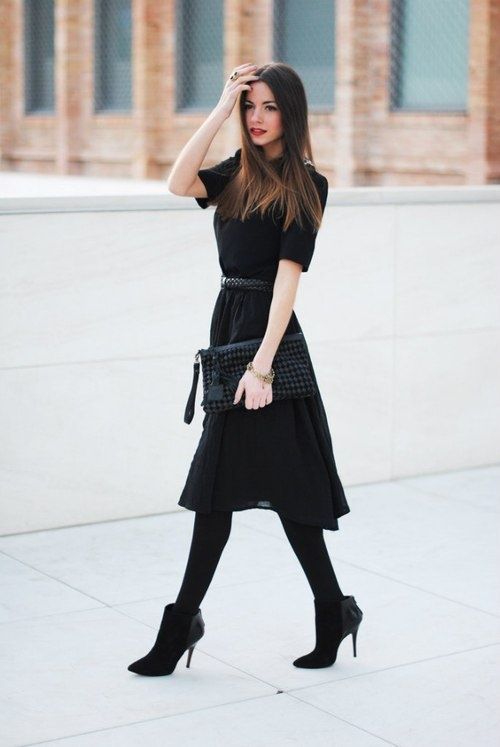 Black, White, and Chic All Over | Black short sleeve dress .