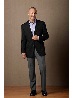 Black Sport Coat, Grey Slacks, No Tie | Business casual attire for .