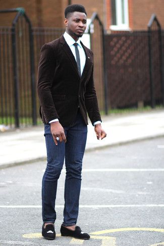 Brown Blazer with Black Suede Loafers Outfits For Men (9 ideas .