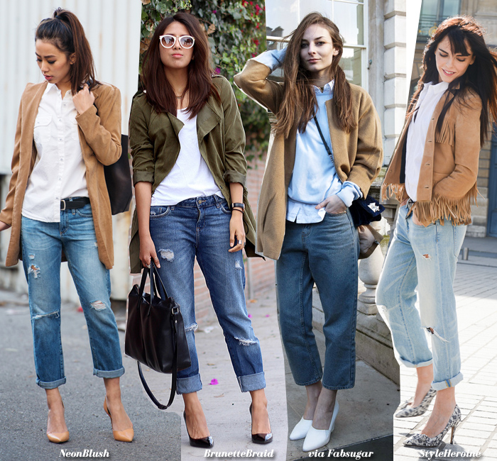 How to Wear: Boyfriend Jeans + Top + Jacket - Blue is in Fashion .