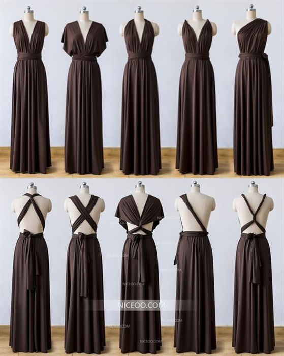 Dark Brown Convertible Bridesmaid Dresses, Infinity Dresses .