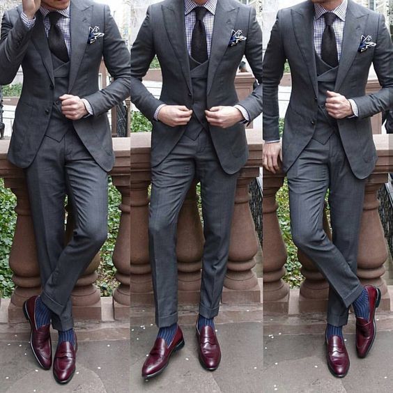 Charcoal suit. Burgundy shoes. @menslaw • 3,699 Me gusta | Wedding .
