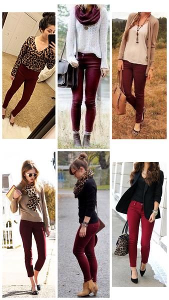How to Wear Burgundy Pants | Outfits with leggings, Burgundy jeans .