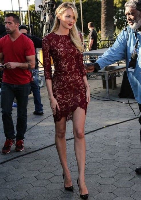 Bodycon Dresses glamhere.com Candice Swanepoel wearing Burgundy .