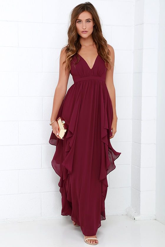 How to Wear Burgundy Long Dress: 15 Gorgeous Outfits - FMag.c