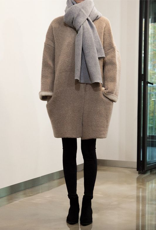 mahabis style // cocoon coat and neutral layers to combat the cold .