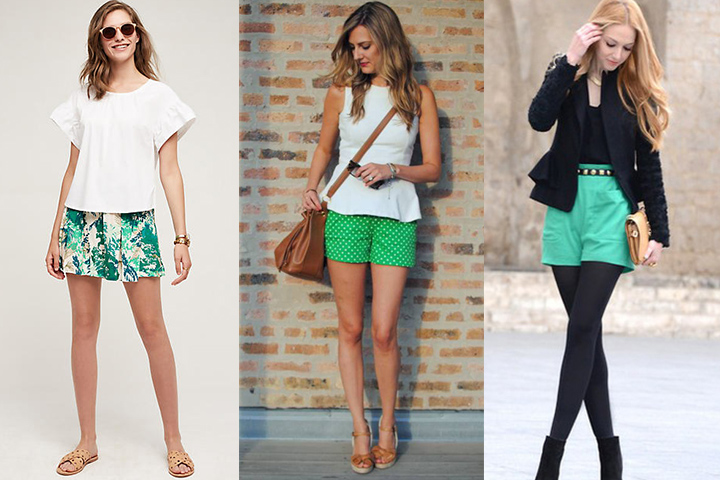 Emerald green short shorts | HOWTOWEAR Fashi