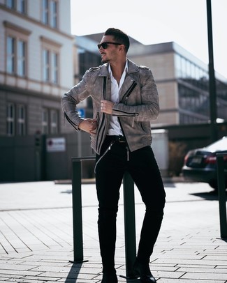 Grey Leather Jacket Outfits For Men (23 ideas & outfits) | Lookast