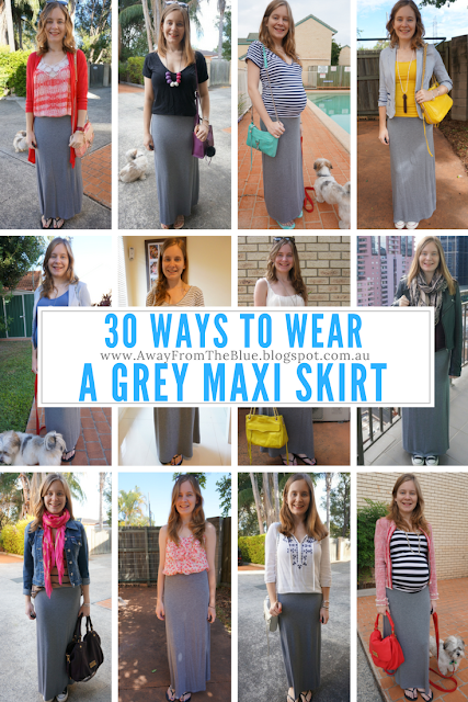 30 ways to wear a grey jersey maxi skirt | away from the blue blog .