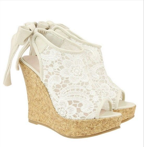 Pin by Zoe Psarouthakis on Bride Stuff | Wedge wedding shoes, Lace .