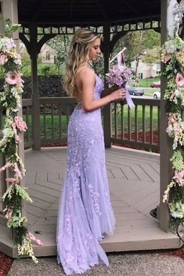 Lilac Sheath Lace Prom Dress 2020 🔥 in 2020 | Lavender prom .
