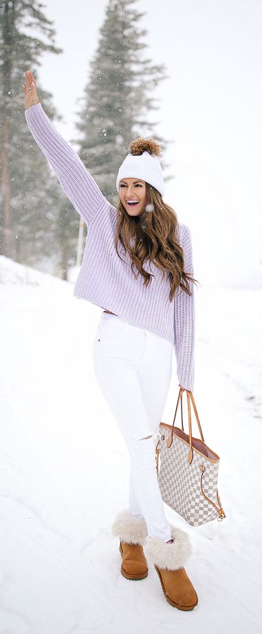 Lavender sweater; winter outfit inspiration | Sweater outfits fall .