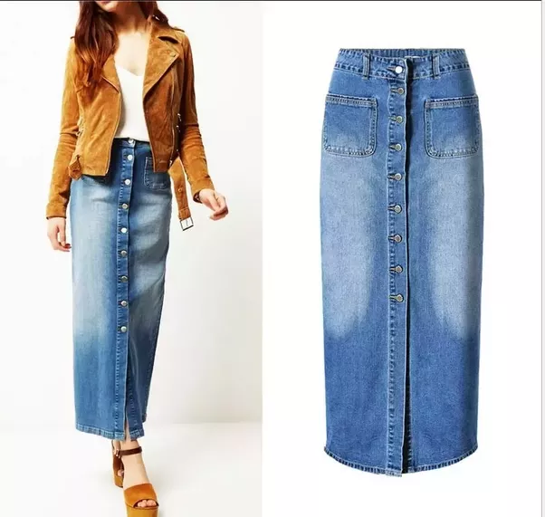 Image result for how to wear long denim skirts | Womens maxi .