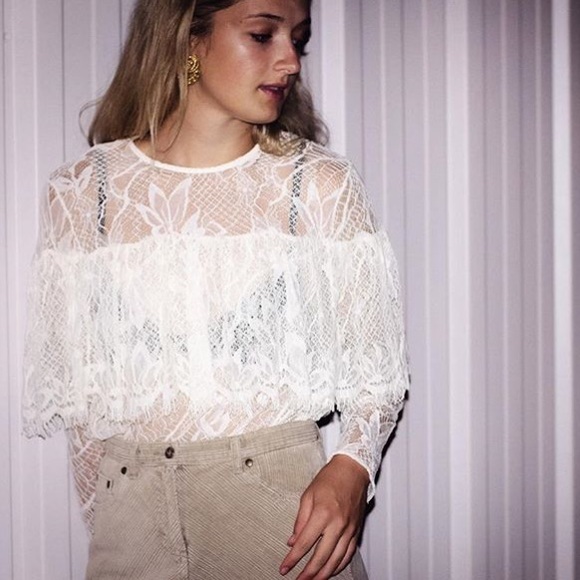 Who What Wear Tops | Lace Blouse Long Sleeve Lace Top | Poshma