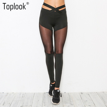 Toplook Sexy Mesh Stitching Leggings High Waisted Workout Yoga .