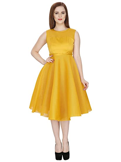 Buy SVT ADA COLLECTIONS Mustard Color NET Party WEAR MIDI Dress .