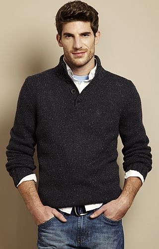 Button-Up Mockneck Sweater! With collared shirt underneath. (But I .