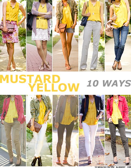 10 ways to wear mustard yellow | Yellow top outfit, Mustard yellow .