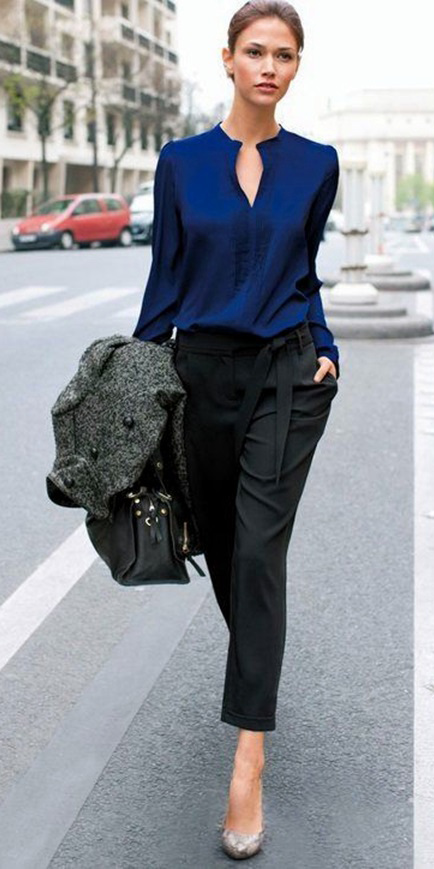 Navy blue blouses | HOWTOWEAR Fashi