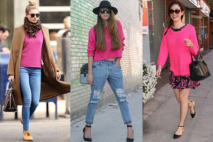 Magenta pullover sweaters | HOWTOWEAR Fashi