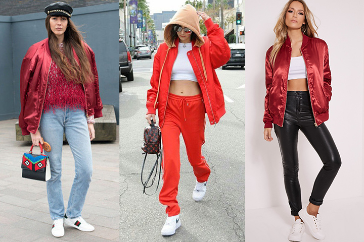 Cherry red bomber jackets | HOWTOWEAR Fashi