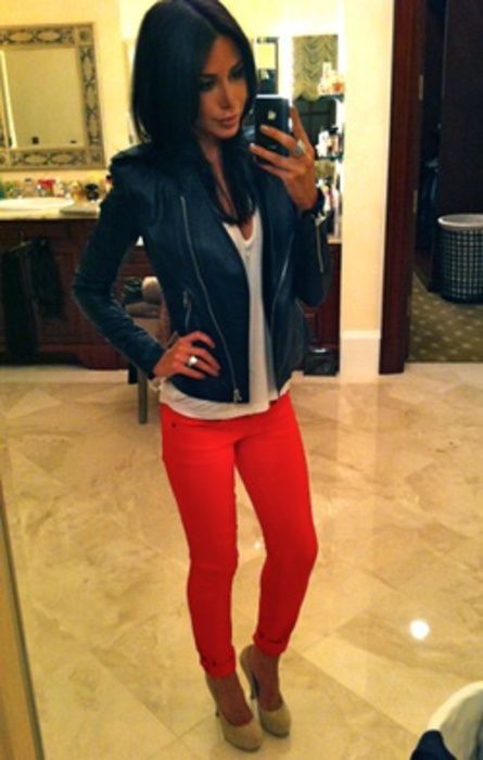 How To Wear ... red pants - Red Skinny Jeans And Black Leather .