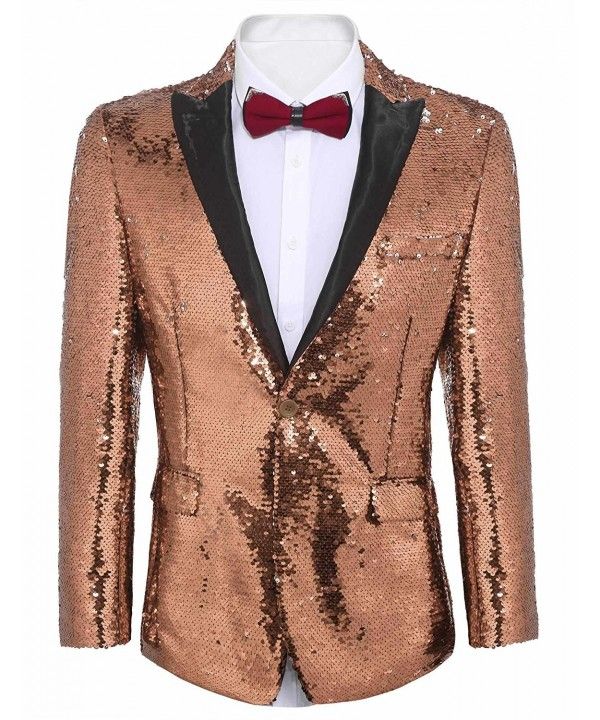 Shiny Sequins Suit Jacket Blazer One Button Tuxedo For Party .