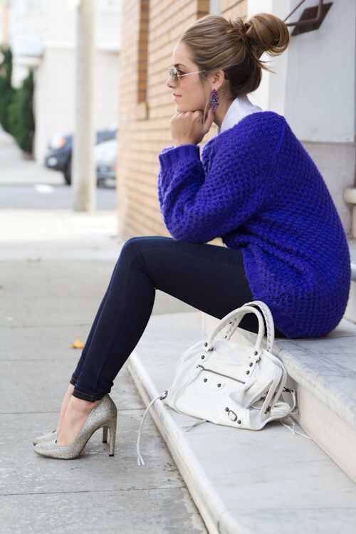 royal blue sweater for fall | Blue sweater outfit, Fashion, Royal .