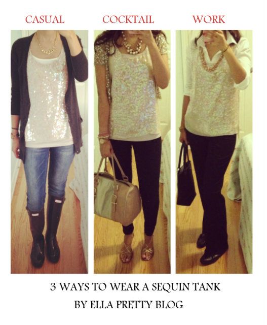 One Sequin Top - Styled 3 Ways | Clothing blogs, Fashion, Top styl
