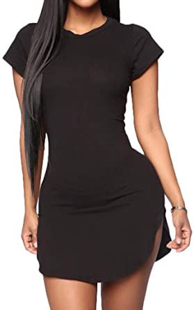 Amazon.com: Enggras Women's Sexy Side Slit Shirts Summer Casual .