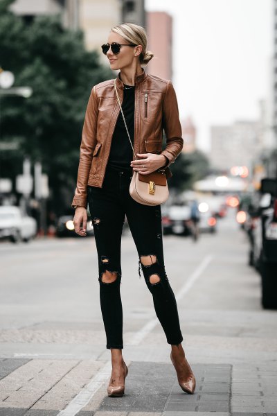 How to Wear Tan Leather Jacket: 15 Stylish Outfit Ideas for Women .