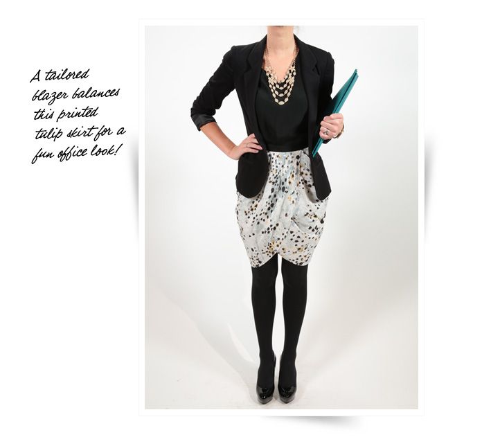 Draped Tulip Skirt + Structured Blazer | Style inspiration, Style .