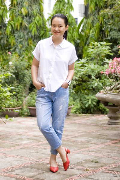 How to Wear White Short Sleeve Blouse: Best 15 Outfit Ideas for .