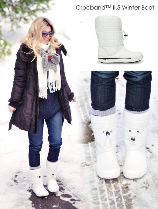 Women's Crocband™ II.5 Winter Boot | White snow boots, White boots .