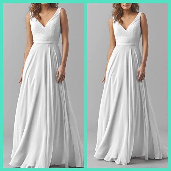 Buy I WEAR MY STYLE White V Neck Flared Maxi Dress at Amazon.
