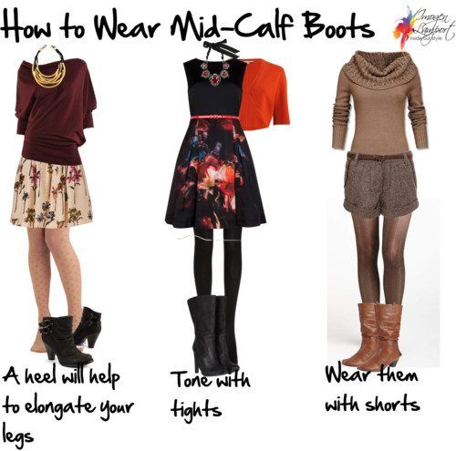 How To Choose Shoes for Skirts or Dresses | Mid calf boots outfit .