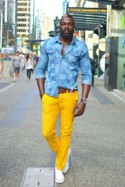 How To Wear Yellow Pants Men 41+ Ideas | Yellow jeans outfit .