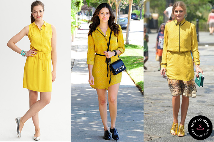 Yellow shirt dresses | HOWTOWEAR Fashi