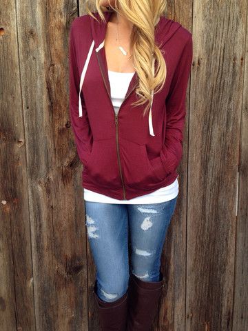 Jersey Knit Zip-Up Hoodie | Outfits, Clothes, Casual outfi
