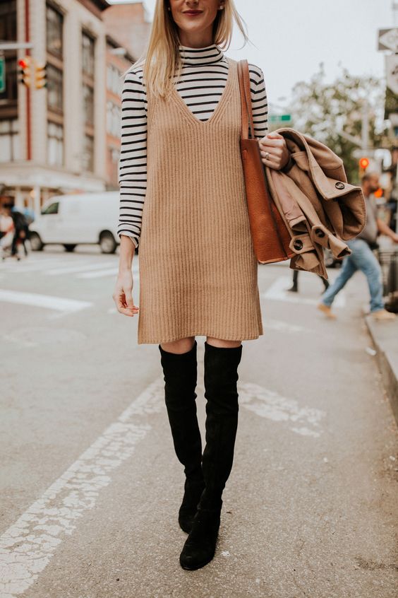 Knitted sweater dress apron 
