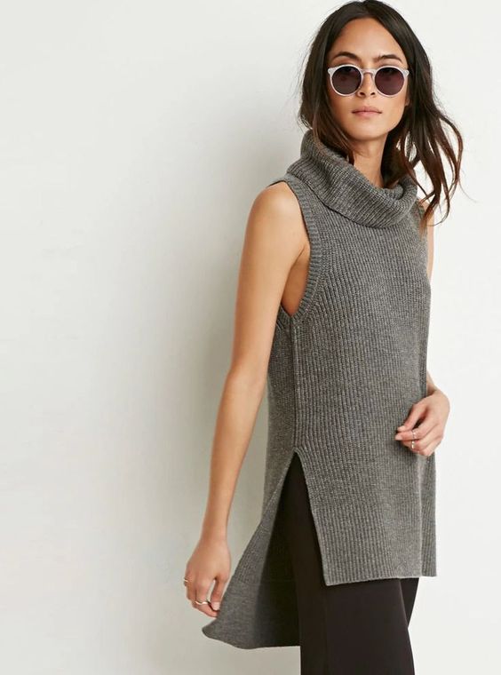 sleeveless turtleneck knitted