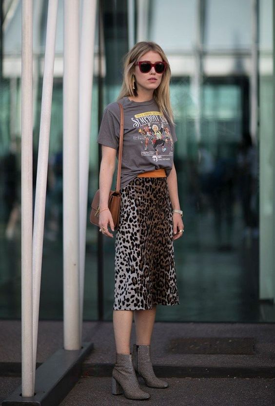 Skirt mix with leopard print