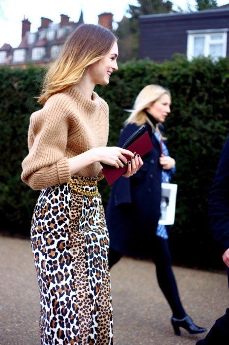 Leopard print skirt sweater