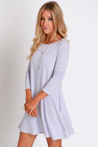 light blue long-sleeved swing dress