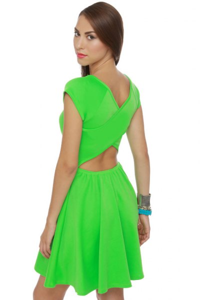 Lime green mini skater dress