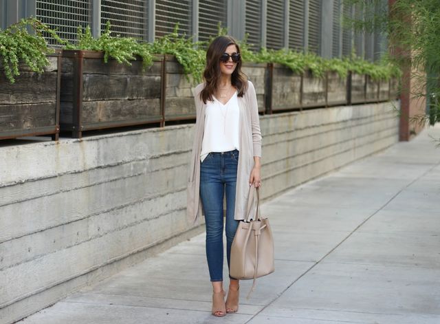 long skinny jeans with cardigan