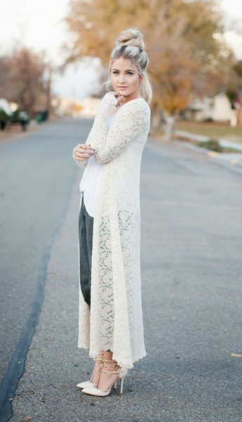 long white top outfit of the cardigan