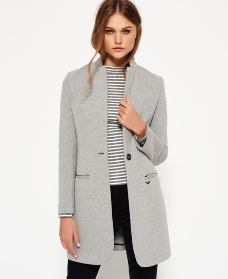 Superdry Scuba Longline Blazer Grey | Long blazer outfit, Blazers .