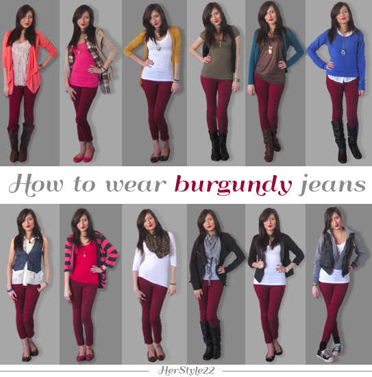 12 outfit ideas to wear burgundy jeans http://www.youtube.com .