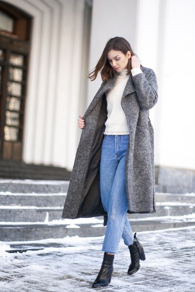 Mother jeans gray wool coat